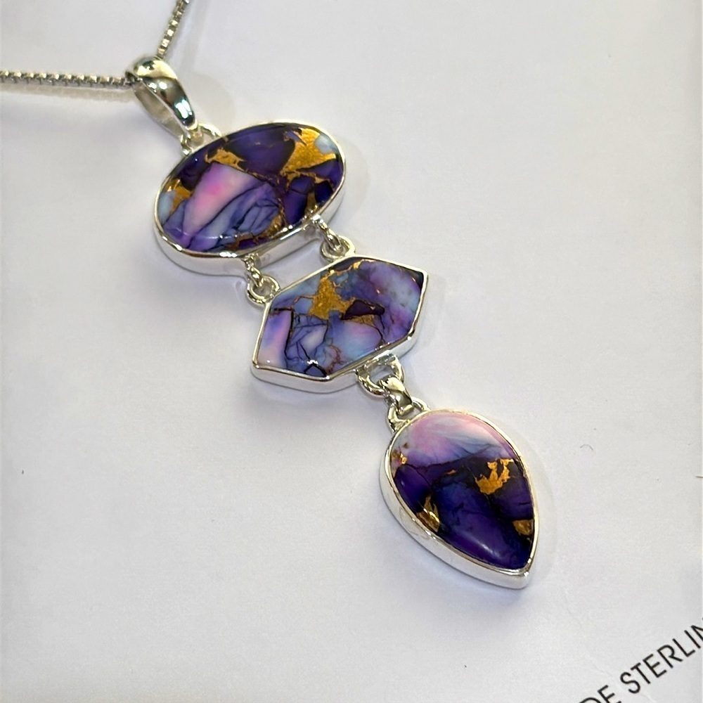 NEW Purple Rose Dahlia Designer Handmade Sterling Silver Necklace‎